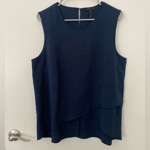 BCBG MaxAzria Elegant Dark Navy Sleeveless Blouse Size L